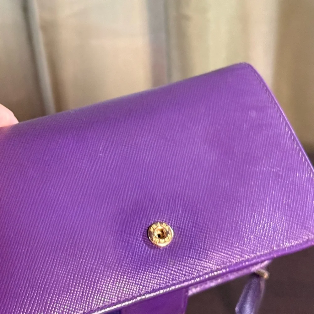 Prada Purple Saffiano Zip Wallet with Gold Logo - Picture 5 of 8